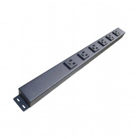 E-DUSTRY INC e-dustry EPS-H206NV1 6 Outlet Hardwired Power Strip; Black - 24 in. EPS-H206NV1